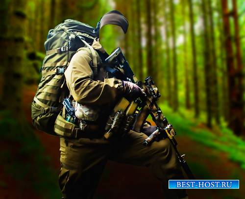 Мужской фото шаблон - Лесной снайпер