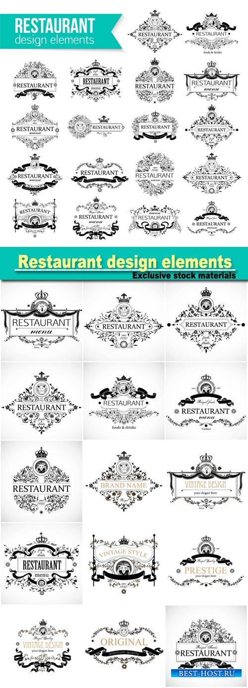 Restaurant design elements, vector menu