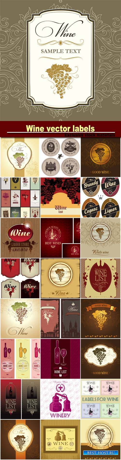 Wine vector labels, menu