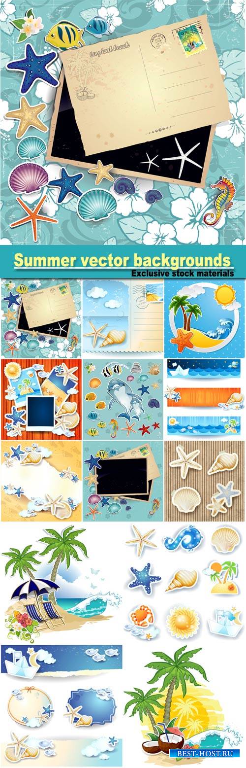 Summer vector backgrounds, scrapbooking sea
