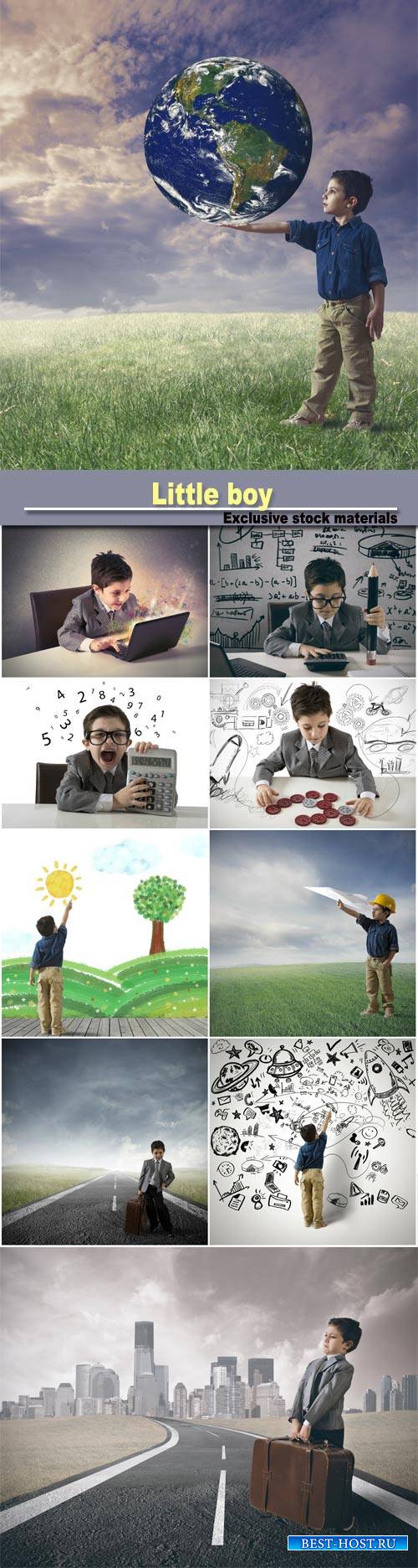Little boy, childhood dreams and ideas
