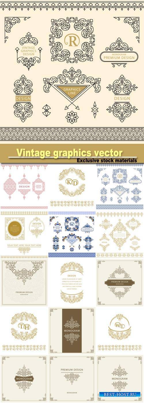 Vintage graphics, vector monogram