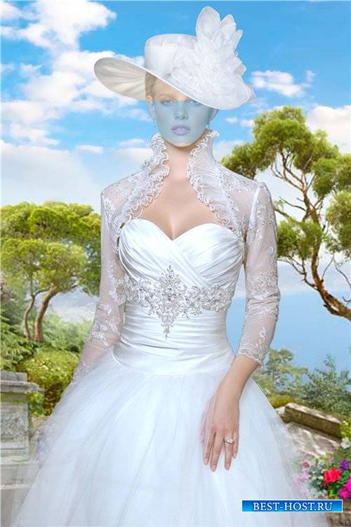 Женский шаблон для фотошопа – В белом нарядном платье
