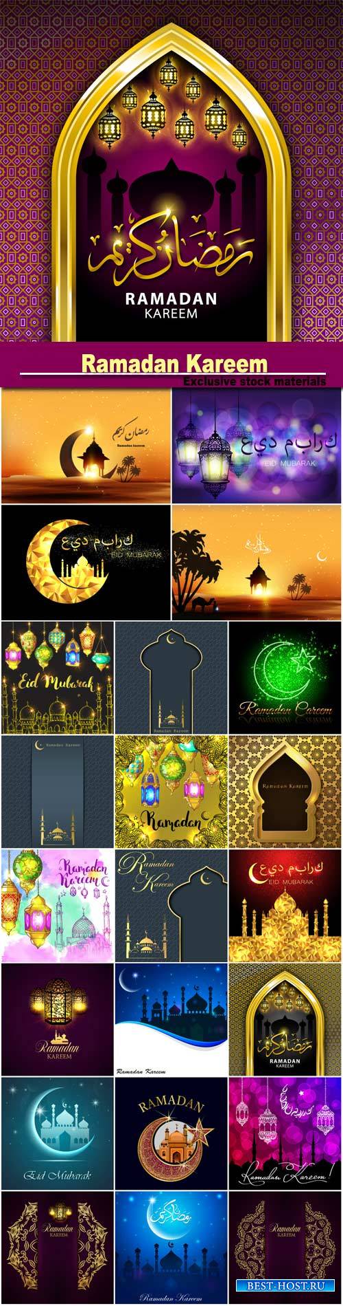 Ramadan Kareem, a Muslim holiday, beautiful backgrounds vector