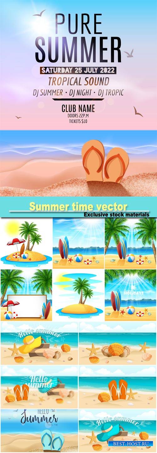 Summer time, marine leisure, backgrounds vector