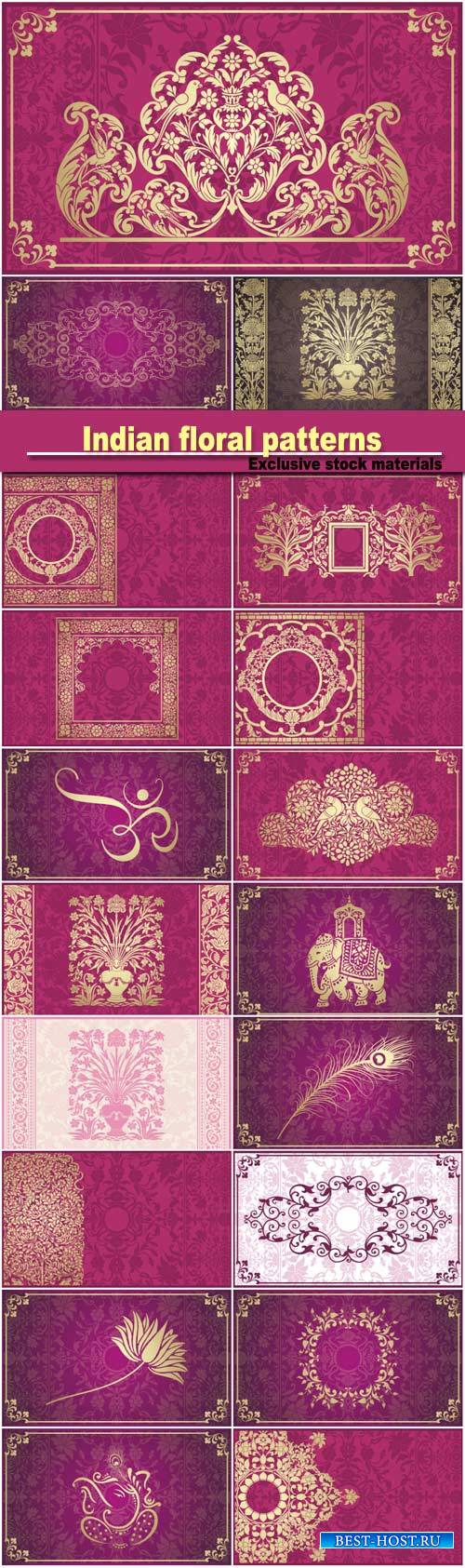 Indian floral patterns, vector backgrounds