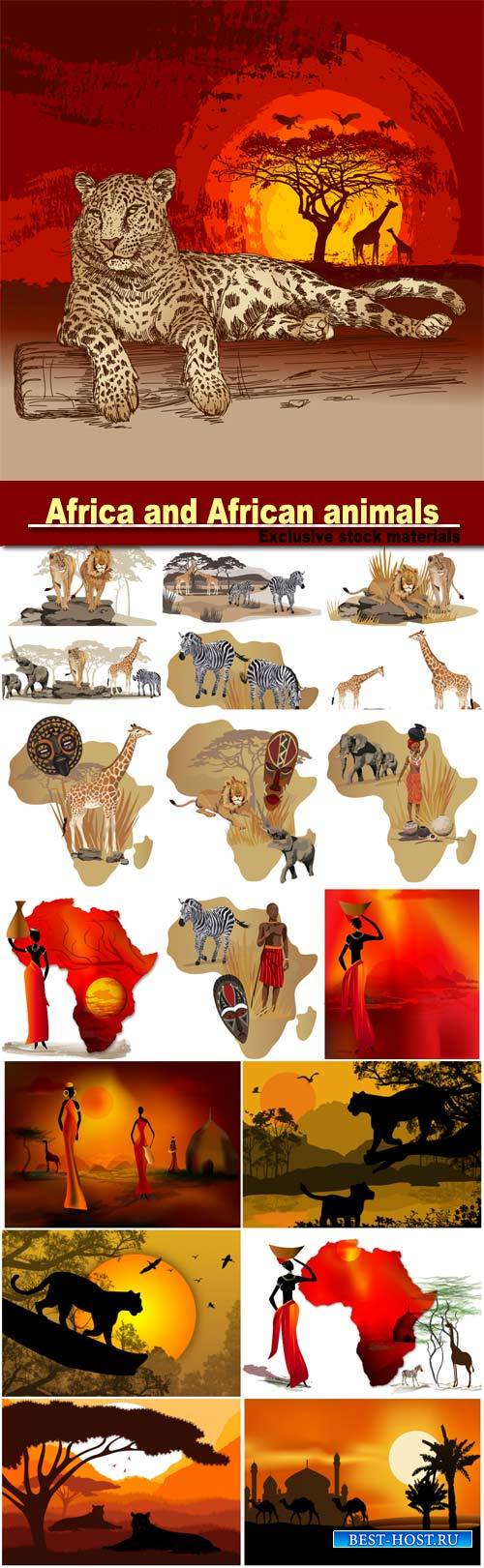 Africa and African animals vector