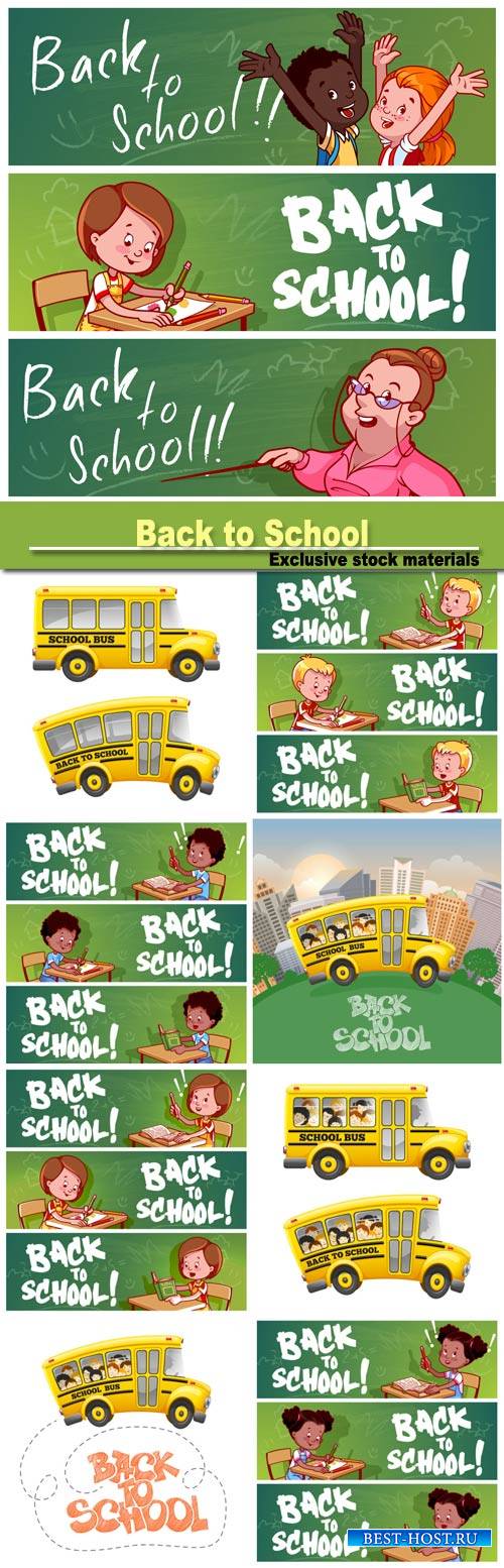 Back to School, vector backgrounds and banners