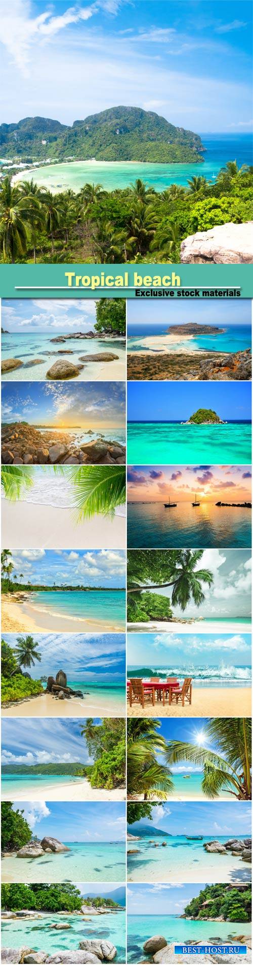 Tropical beach, crystal sea white sand beach at  island, Maldives, tropical ...