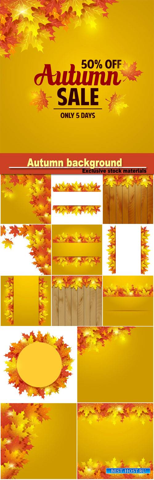 Autumn background, yellow autumn leaves in a vector