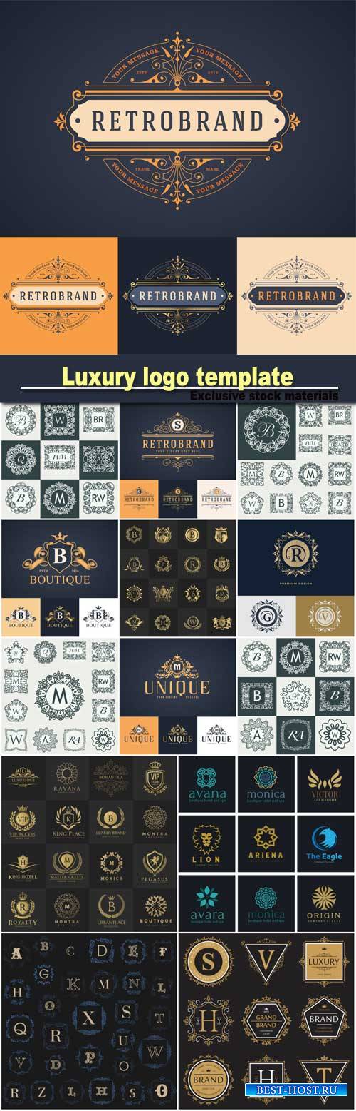 Vector illustration of luxury logo template, calligraphic elegant ornament, ...