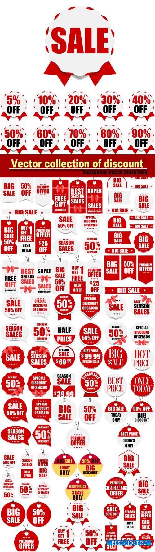Vector collection of discount, banners and stickers