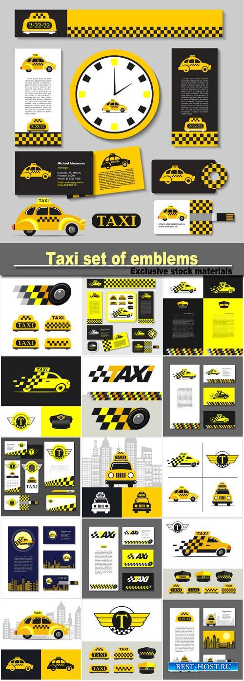 Taxi set of emblems, elements of corporate style, business card, flyer, ban ...