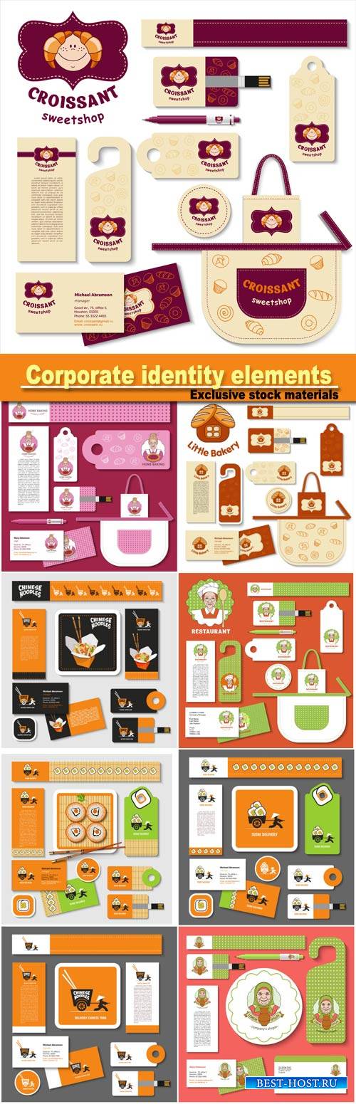 Set of templates corporate identity elements, bakery, natural farm products ...