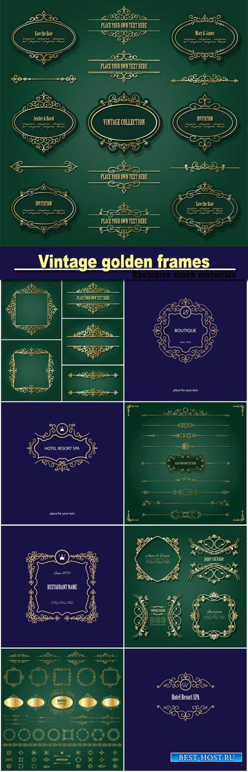 Vintage golden, labels and dividers set, luxury design