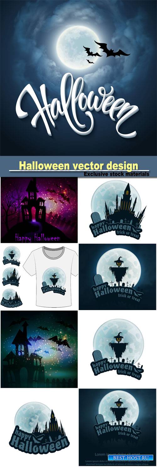 Halloween design with full moon with blue sky