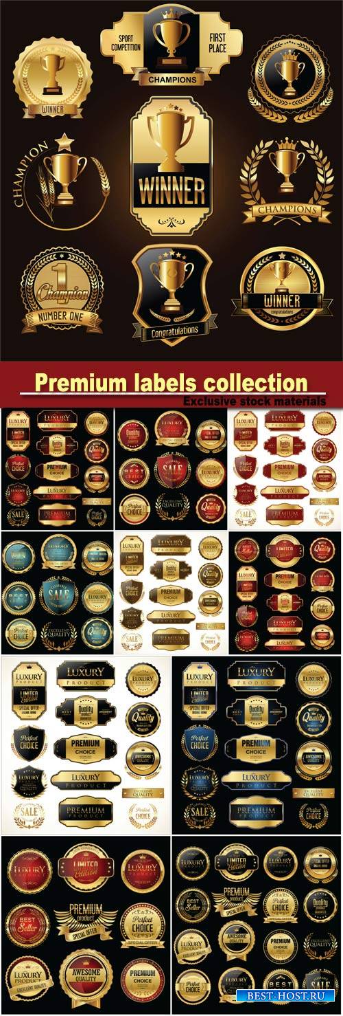 Premium and luxury golden retro badges and labels collection