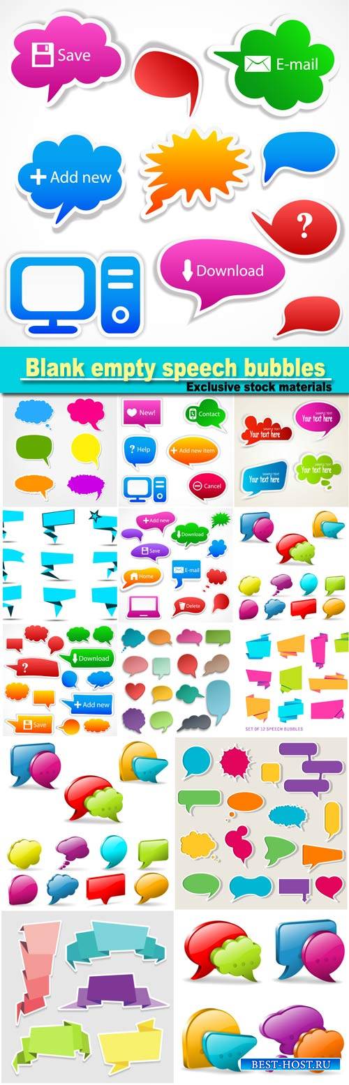 Blank empty speech bubbles for infographics vector illustration