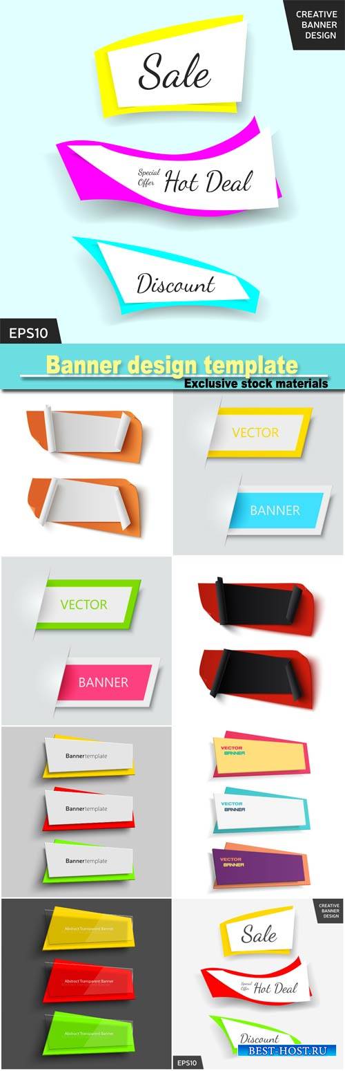 Banner design template, set colorful banners, elements for web design