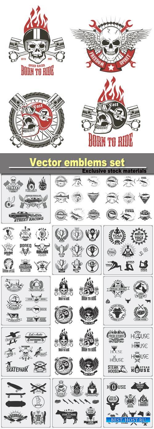 Vector emblems set, design elements