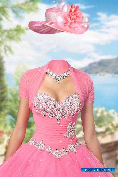 Женский фотошоп шаблон - Бальное платье с драгоценностями