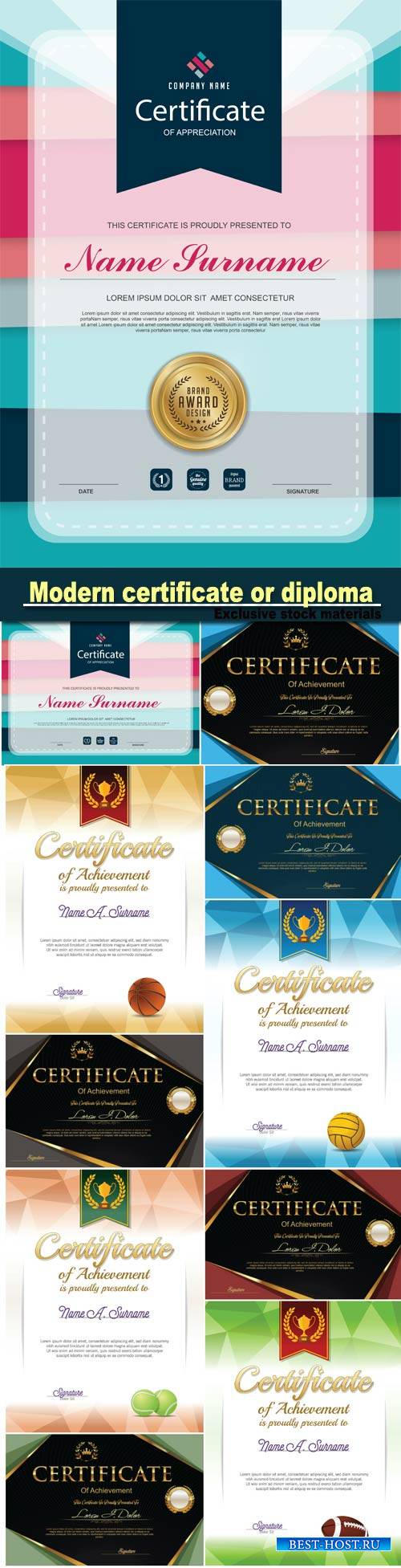 Modern certificate or diploma template