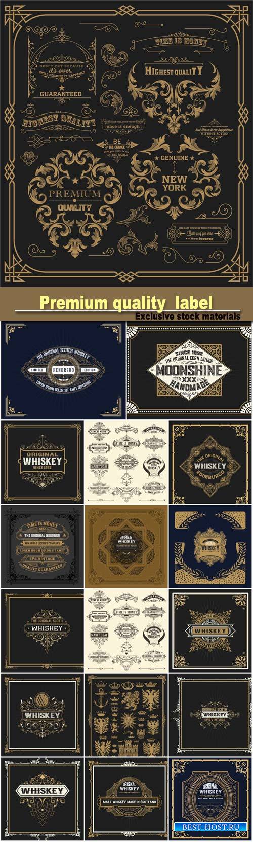 Pack of design elements, page decoration, premium quality and whiskey label ...