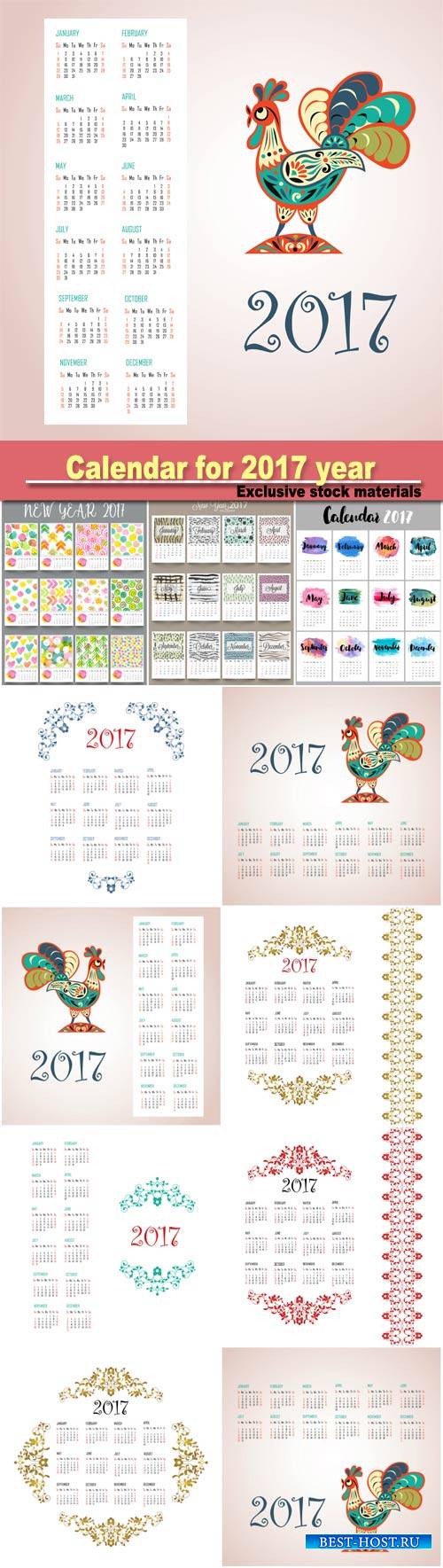 Calendar design for New Year 2017