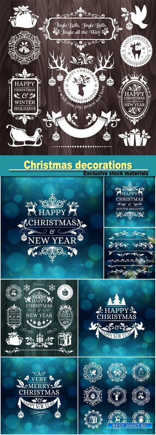 Christmas decorations, snowflake badges, holiday