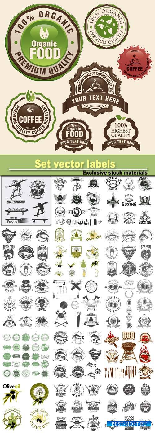 Set vector labels, emblems and design elements