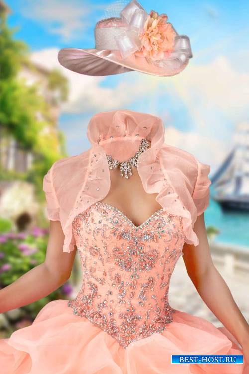 Шаблон женский для фотошопа – Бальное платье с балеро