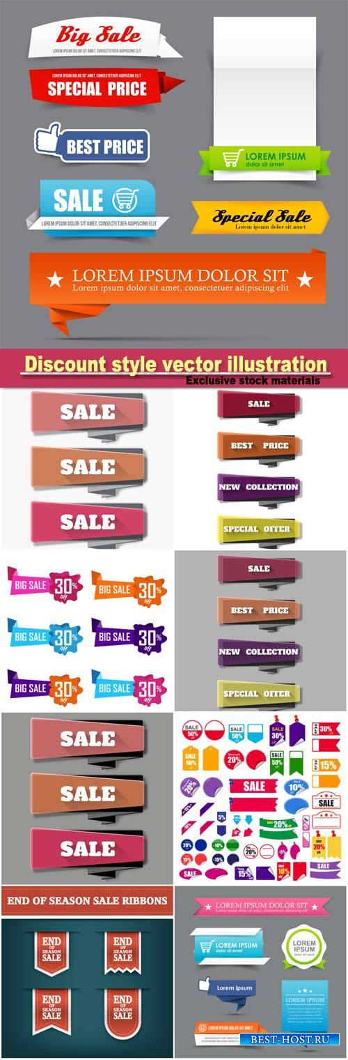 Collection of colorful web tag banner promotion sale discount style vector illustration