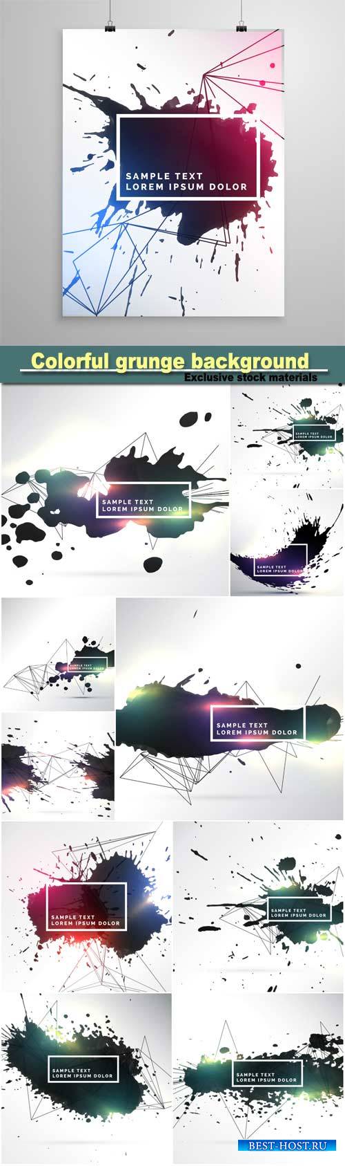 Abstract colorful ink grunge background