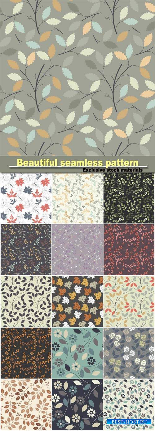 Beautiful seamless pattern with colorful leaves