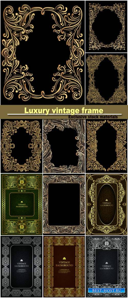 Vector luxury vintage border in the baroque style with gold floral pattern