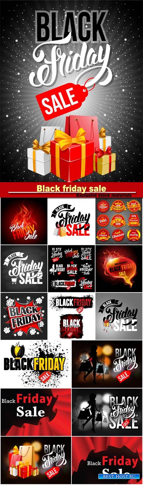 Black friday sale, vector labels set