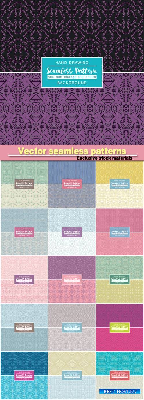 Vector backgrounds with seamless patterns, ideal for printing onto fabric a ...