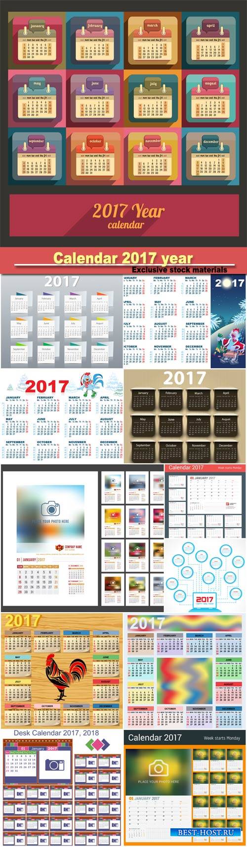 Calendar 2017 year vector design template