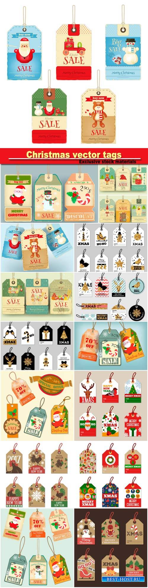 Set of Christmas and New Year tag vector