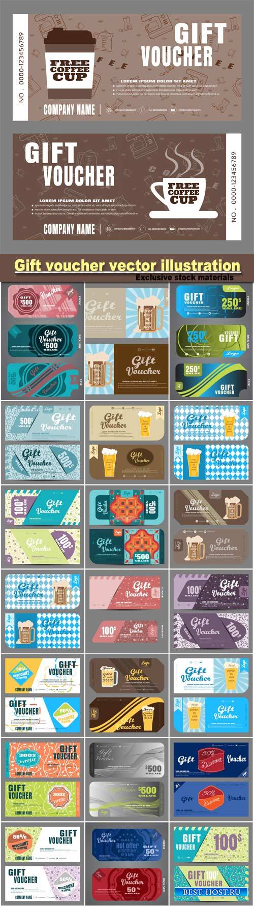 Gift voucher vector illustration to increase the sales