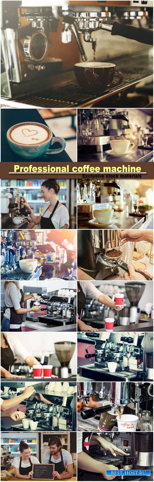 Professional coffee machine, fresh coffee