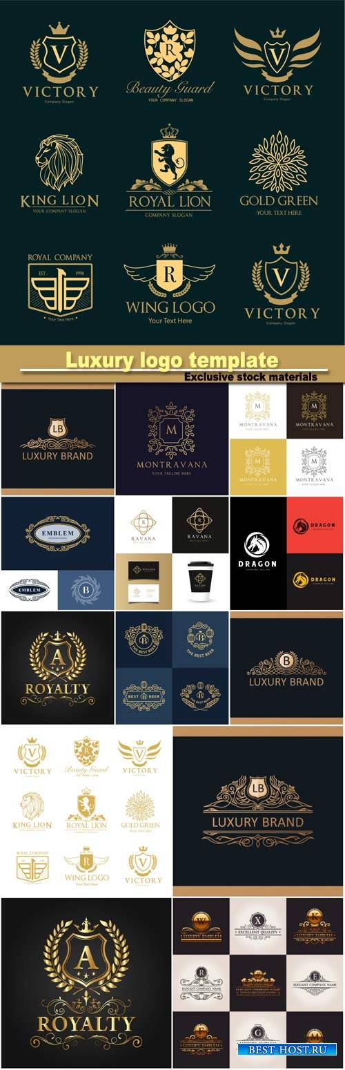 Luxury logo template, elegant emblem, royal logo design, vintage vector sym ...