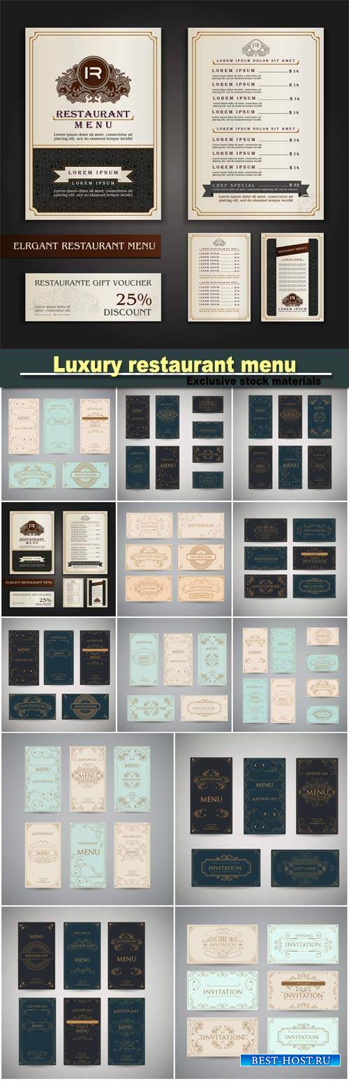 Vintage luxury restaurant menu
