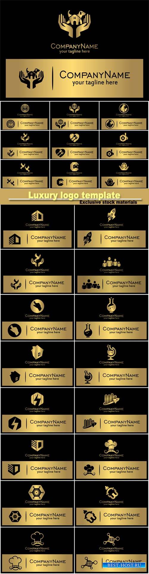 Luxury logo template, black with gold design