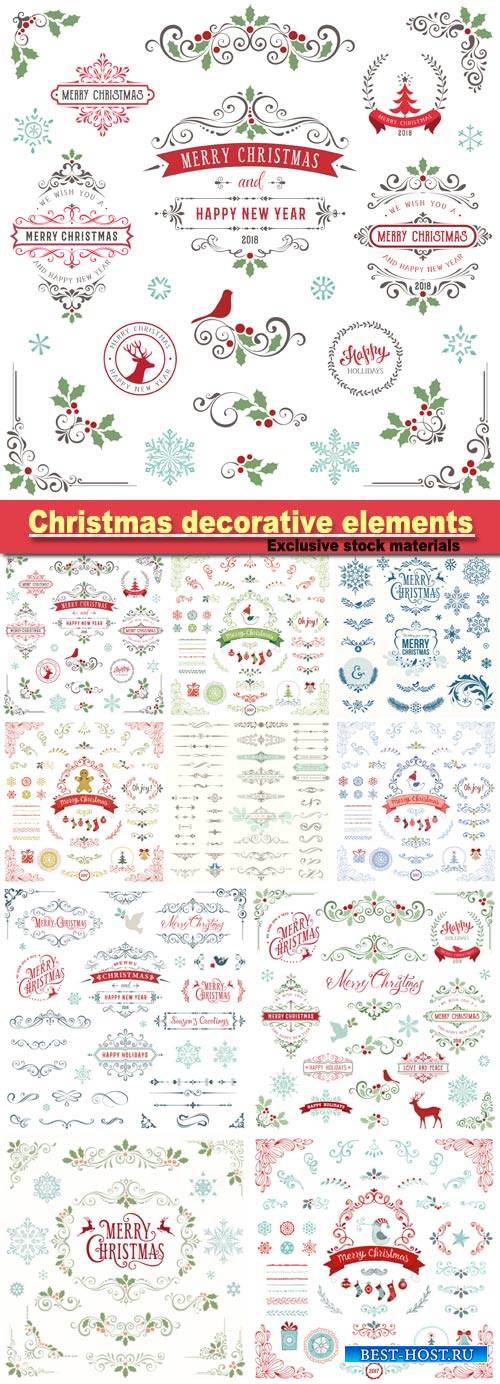 Christmas decorative elements, vector design elements