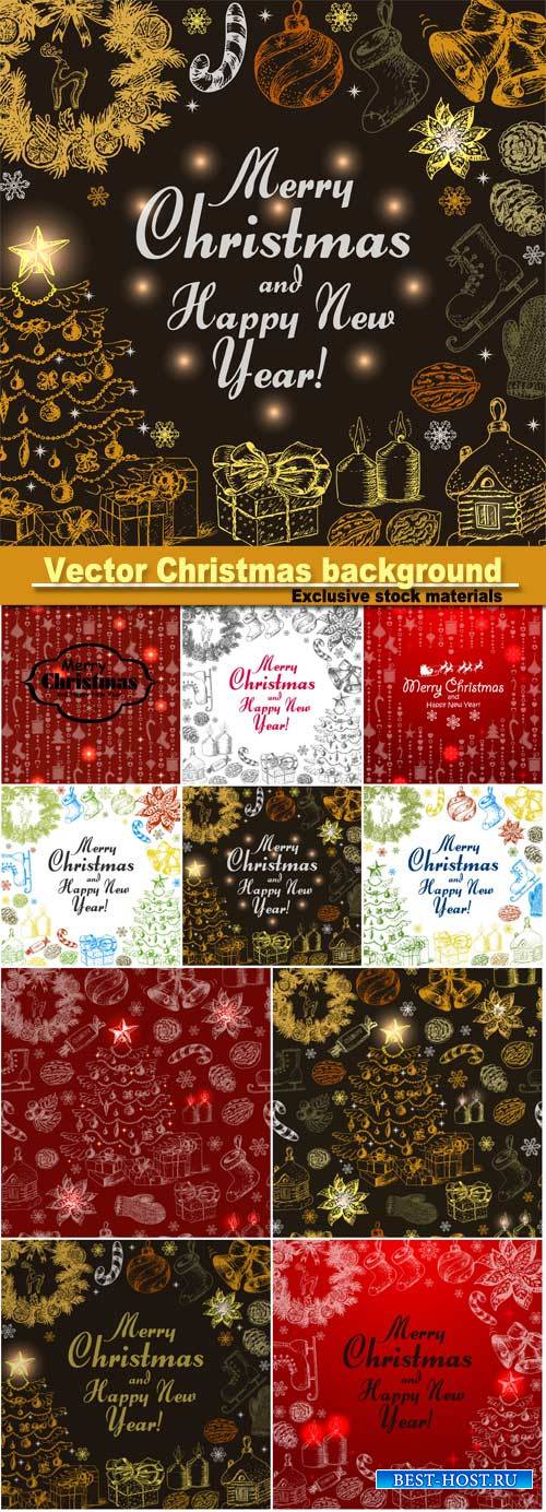 Vector Christmas background, decorative elements