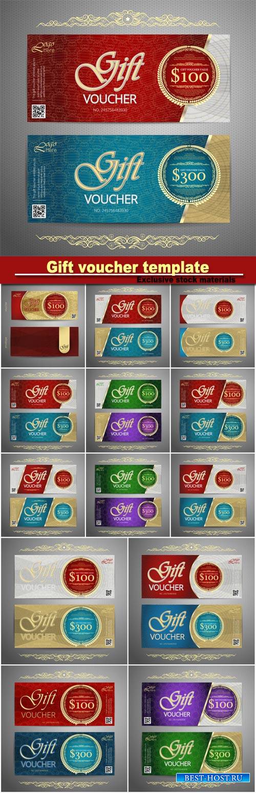 Gift voucher template, collection gift certificate business card banner