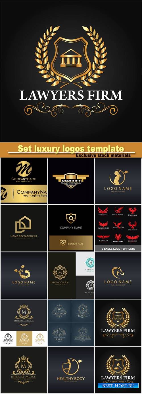 Set luxury logos template calligraphic elegant ornament, business sign