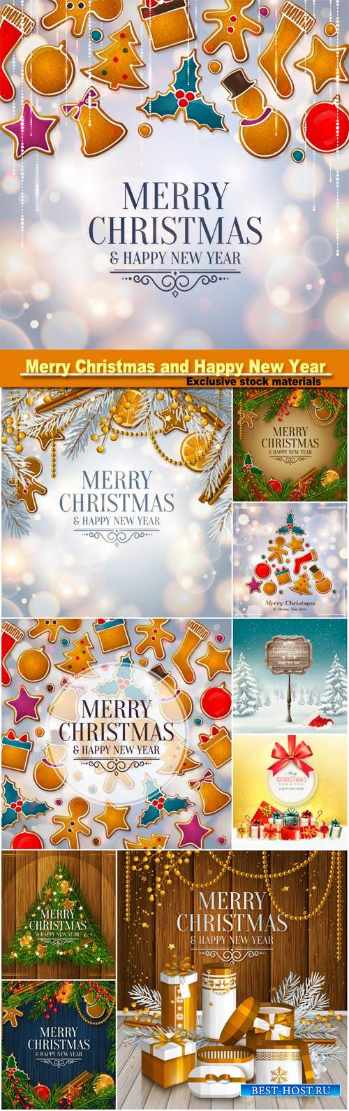 Christmas and Happy New Year greeting card