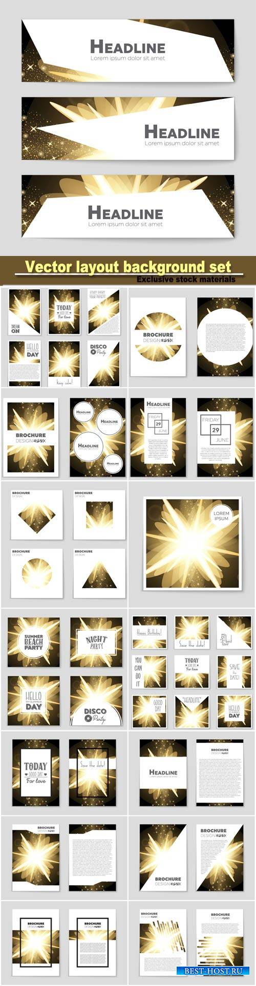 Abstract vector layout background set, mockup brochure theme style
